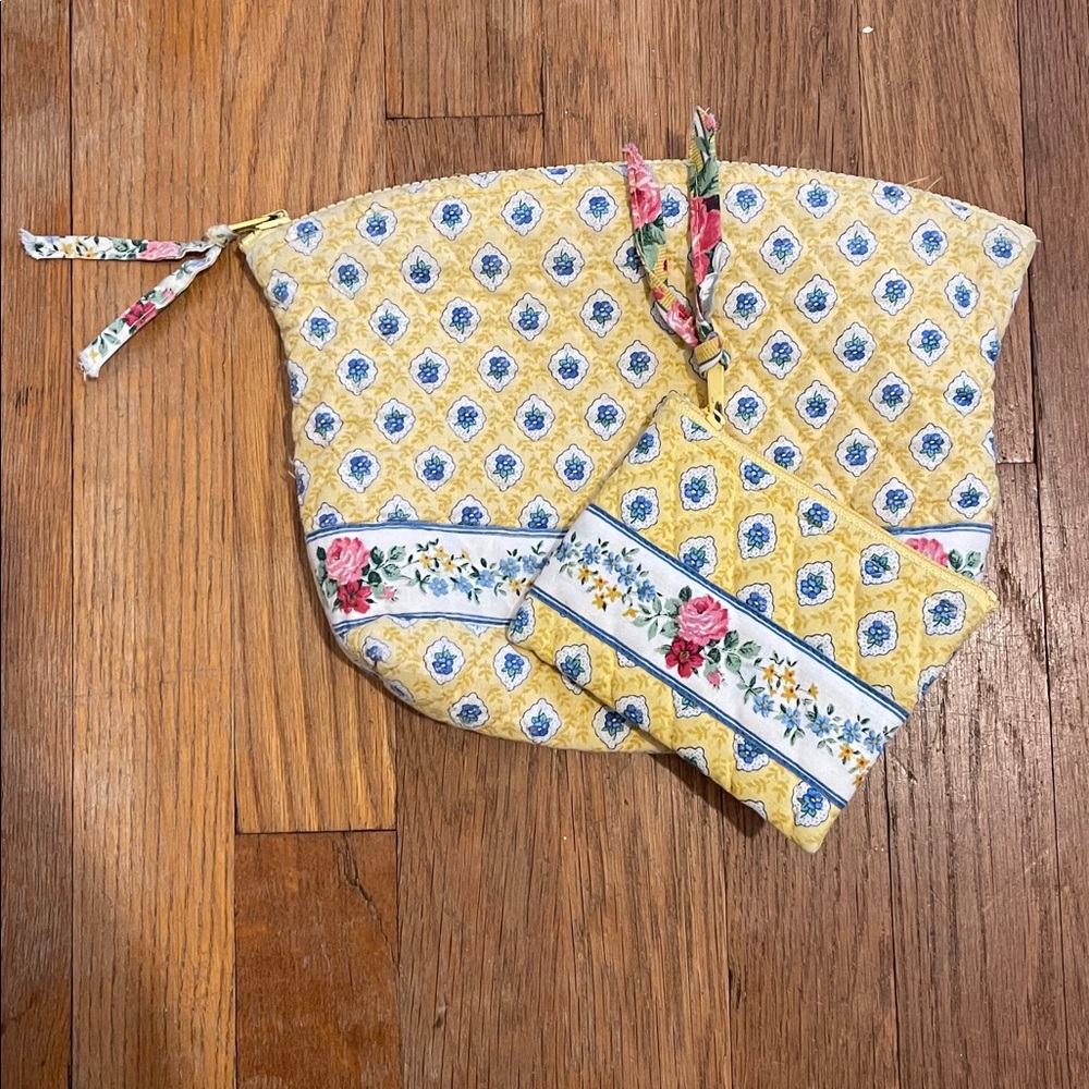 RETIRED: Vera Bradley Elizabeth Yellow Cosmetic Bag and Coin Purse